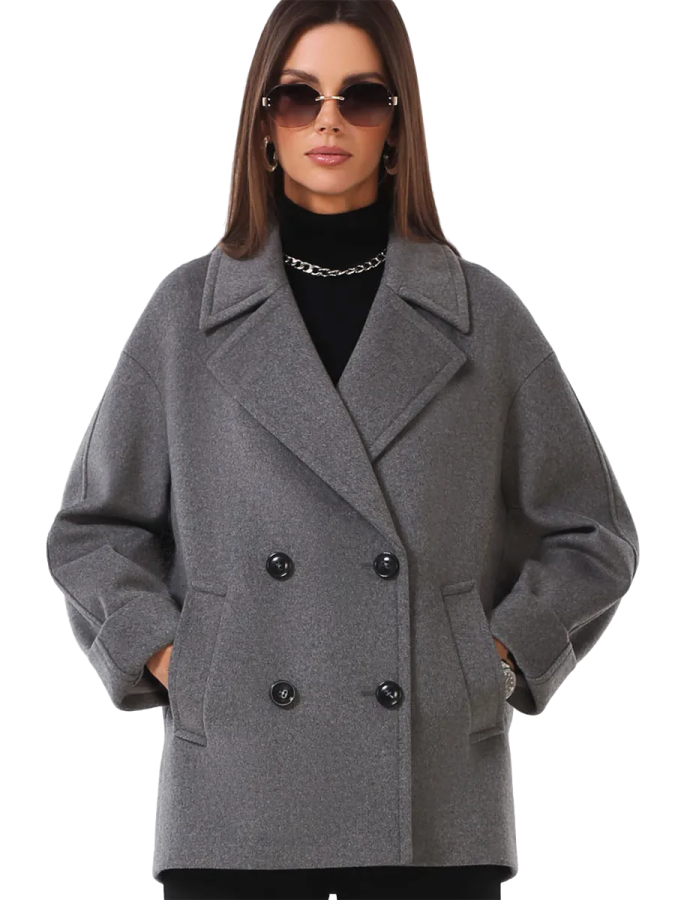 Короткое двубортное пальто