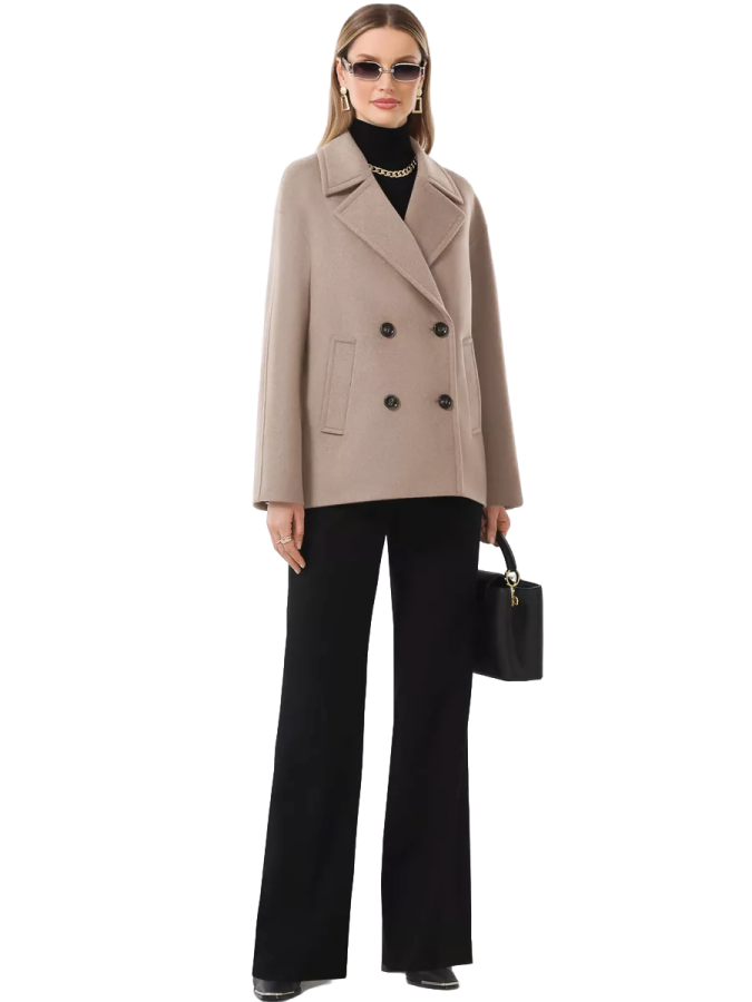 Короткое двубортное пальто